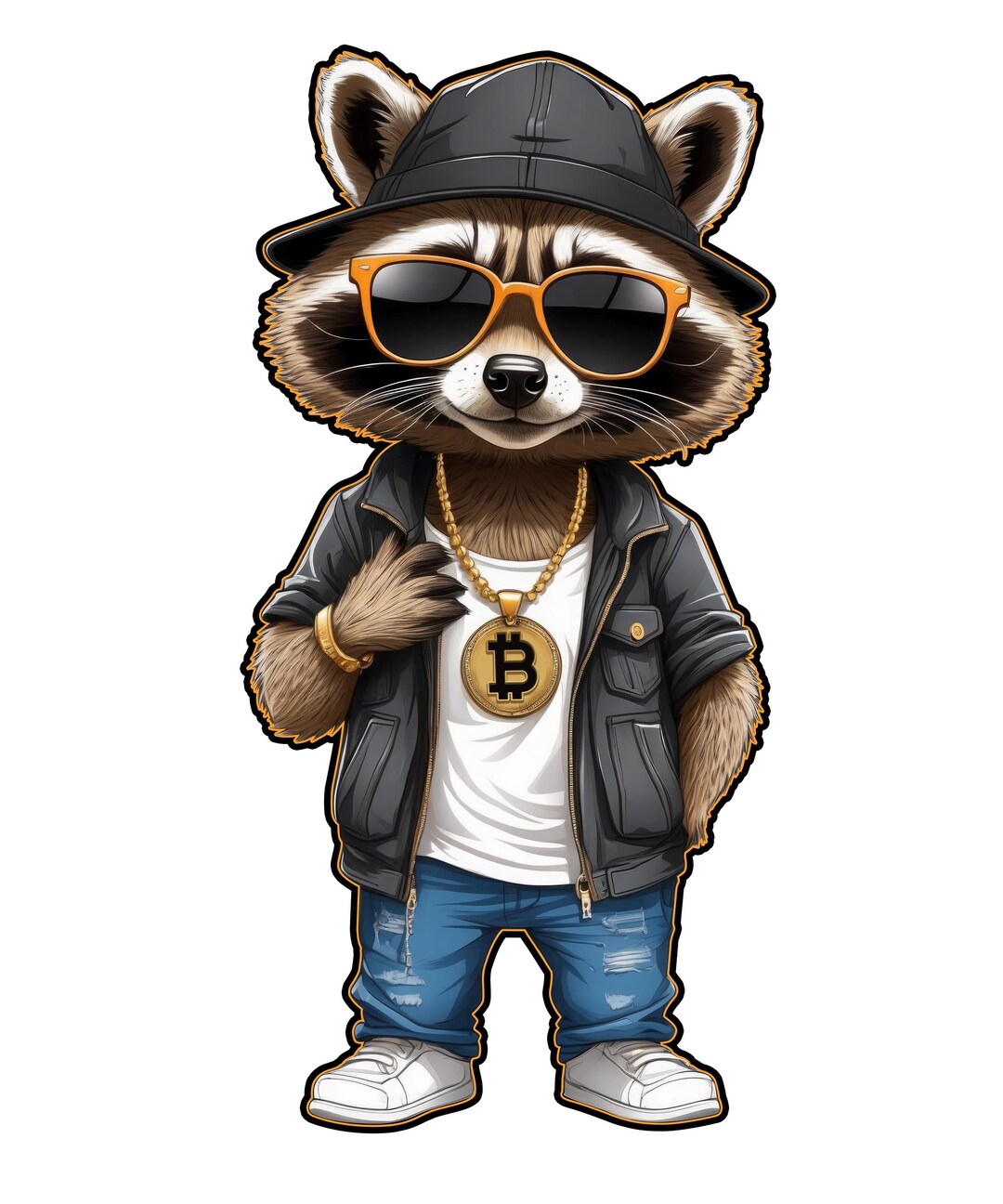 8x Rapper Raccoon Sticker Set, 8 Pieces, 9 X 9 Cm, Hip Hop Car Stickers ...