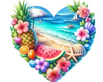 2x Beach Heart Sticker Set (2 pieces): Sea Car Stickers Holiday Decoration 9 x 9 cm