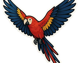 2X Premium Sticker Lustiger Papagei Bunter Vogel Aufkleber Humor Tiermotiv Wasserfest für Auto Laptop Tropen Deko 9X9 cm