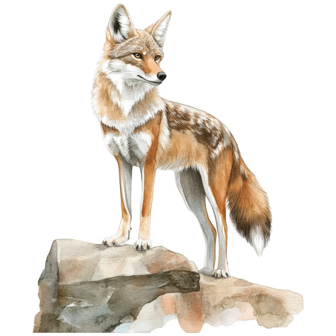 4X Coyote Sticker Set, 4 Pieces, Watercolor Car Stickers, Wildlife ...