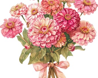 4X Vintage Flower Bouquet Sticker Set (4 pieces): Retro Floral Car Stickers, Botanical Design, 9 x 9 cm