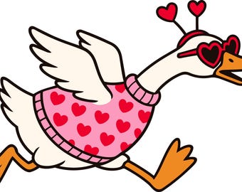 Juego de 5 pegatinas de ganso para San Valentín, 5 piezas, bonitas pegatinas de ganso para coche, amor de San Valentín, 9 x 9 cm