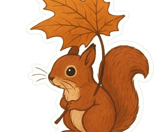 4x Söta ekorreklistermärken, söta skogsdjursklistermärken, vattentäta för bil, laptop, dekoration med naturdjursmotiv, 9 x 9 cm