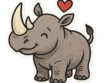 5 pegatinas de rinoceronte con diseño de safari, impermeables, para coche, portátil, 9 x 9 cm
