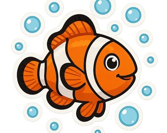 3x Anemonefish Stickers, Colorful Clownfish Stickers, Sea Animals, Waterproof for Car, Laptop, Aquarium Decoration, 9 x 9 cm