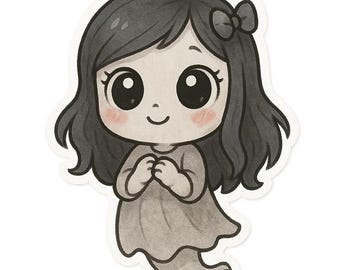 Set di 8 adesivi Ghost Girl, 8 pezzi, adesivi per auto, decorazione gotica carina e spettrale, vinile, impermeabile, laptop, regalo di Halloween, fantasma kawaii, 9 x 9 cm
