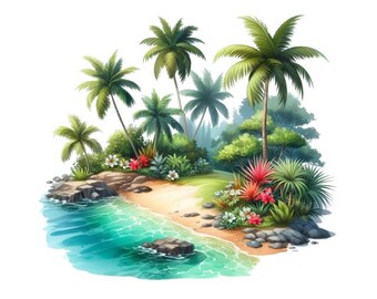 9x Tropical Landscape Sticker Set, 5 Pieces, Summer Car Stickers, Palm Trees, Beach, Sea, Vinyl Stickers, Waterproof, Holiday, Suitcase Decoration, 9 x 9 cm
