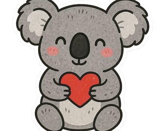 5X Niedlicher Koala Sticker Süße Tierillustration Aufkleber Wasserfest für Auto Laptop Eukalyptus Tiermotiv 9X9 cm