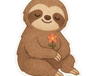 4x Cute Sloth Stickers, Sweet Slow Animal Stickers, Waterproof for Car, Laptop, Decoration, Rainforest Design, 9 x 9 cm