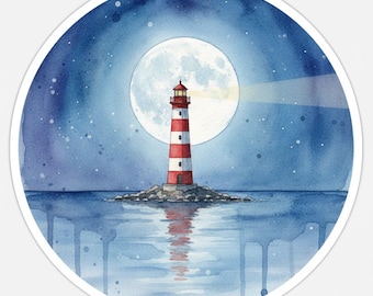 2X Leuchtturm Aquarell Sticker Autoaufkleber Meer Küste Nautisch Motiv Design Geschenkidee 9X9 cm