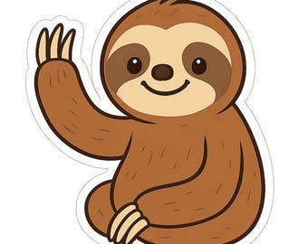 4x Cute Sloth Stickers, Sweet Slow Animal Stickers, Waterproof for Car, Laptop, Decoration, Rainforest Design, 9 x 9 cm