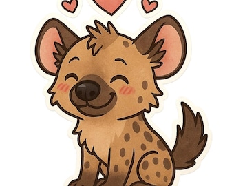 4 adesivi a forma di iena, divertenti adesivi con animali selvatici, motivo di animali da safari, impermeabili per auto, decorazione per laptop, iena dei cartoni animati, 9 x 9 cm