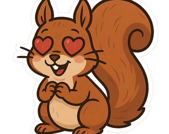 4x Söta ekorreklistermärken, söta skogsdjursklistermärken, vattentäta för bil, laptop, dekoration med naturdjursmotiv, 9 x 9 cm
