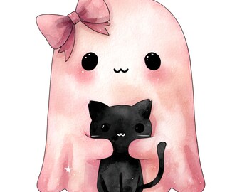 6x Spöke med kattklistermärken, Bilklistermärken, Söta läskiga djurklistermärken, Presentidé för kattälskare, Halloweendekoration, 9 x 9 cm