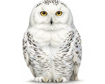 7X Schnee Eule Sticker Majestätischer Vogel Aufkleber Winter Motiv Wasserfest für Auto Laptop Natur Design 9X9 cm