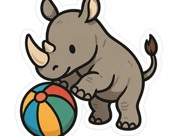 5X Nashorn Sticker Majestätisches Wildtier Aufkleber Safari Motiv Wasserfest für Auto Laptop Tierillustration 9X9 cm