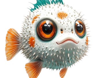 2X Kugelfisch Aquarell Sticker Autoaufkleber Fisch Meer Tiermotiv Süßes Design Geschenkidee 9X9 cm