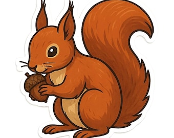 4x Söta ekorreklistermärken, söta skogsdjursklistermärken, vattentäta för bil, laptop, dekoration med naturdjursmotiv, 9 x 9 cm