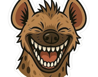 4 adesivi a forma di iena, divertenti adesivi con animali selvatici, motivo di animali da safari, impermeabili per auto, decorazione per laptop, iena dei cartoni animati, 9 x 9 cm