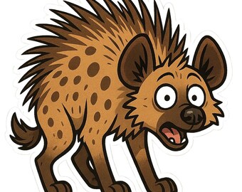 4 adesivi a forma di iena, divertenti adesivi con animali selvatici, motivo di animali da safari, impermeabili per auto, decorazione per laptop, iena dei cartoni animati, 9 x 9 cm