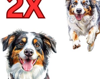 Autoaufkleber Aussie süß (2 Stück) – wasserfest für Auto & Laptop | Sticker Set Australian Shepherd | Vinyl Hund | Hundehalter Geschenk