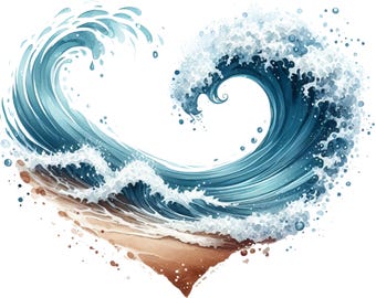 Set di 8 adesivi a forma di cuore a forma di onda, 8 pezzi, adesivi per auto, amore per il mare, spiaggia, adesivi per oceano, vinile impermeabile, regalo per surfisti, decorazione estiva, blu, 9 x 9 cm