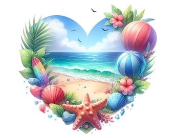 2x Beach Heart Sticker Set (2 pieces): Sea Car Stickers Holiday Decoration 9 x 9 cm