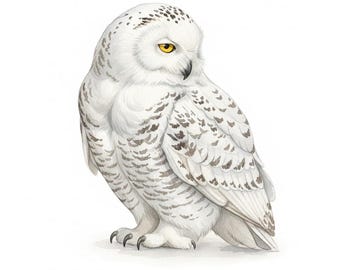 7X Schnee Eule Sticker Majestätischer Vogel Aufkleber Winter Motiv Wasserfest für Auto Laptop Natur Design 9X9 cm