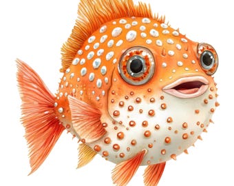 2X Kugelfisch Aquarell Sticker Autoaufkleber Fisch Meer Tiermotiv Süßes Design Geschenkidee 9X9 cm