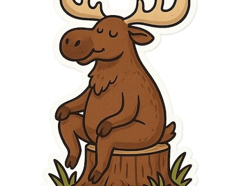 2X Lustiger Elch Sticker Niedlicher Elch Aufkleber Humor Tiermotiv Wasserfest für Auto Laptop Winter Deko 9X9 cm