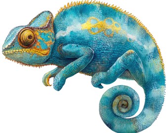 Set di 10 adesivi camaleonte, 10 pezzi, adesivi per auto acquerello, 9 x 9 cm, rettile colorato, vinile impermeabile, decorazione per laptop, regalo lucertola