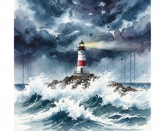 2X Leuchtturm Aquarell Sticker Autoaufkleber Meer Küste Nautisch Motiv Design Geschenkidee 9X9 cm