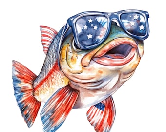 6 pegatinas de peces con la bandera de EE. UU., 6 pegatinas para coche, trucha patriótica, 9 x 9 cm