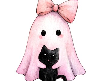 6x Spöke med kattklistermärken, Bilklistermärken, Söta läskiga djurklistermärken, Presentidé för kattälskare, Halloweendekoration, 9 x 9 cm