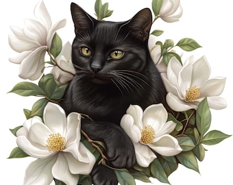 3x Black Cat Sticker Set (3 pieces): Watercolor Flower Car Stickers Decoration 9 x 9 cm