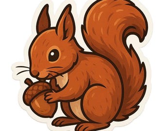 4x Söta ekorreklistermärken, söta skogsdjursklistermärken, vattentäta för bil, laptop, dekoration med naturdjursmotiv, 9 x 9 cm