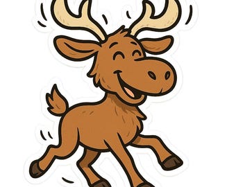 2X Lustiger Elch Sticker Niedlicher Elch Aufkleber Humor Tiermotiv Wasserfest für Auto Laptop Winter Deko 9X9 cm