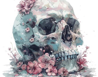 7x Skull Stickers Watercolor Skull Car Stickers Colorful Waterproof Vinyl Gothic Decoration Helmet Motorcycle Gift 9 x 9 cm