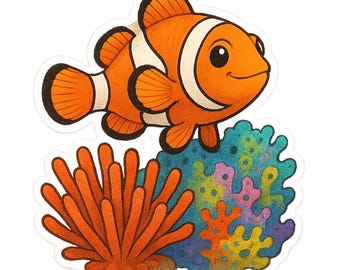 3x Anemonefish Stickers, Colorful Clownfish Stickers, Sea Animals, Waterproof for Car, Laptop, Aquarium Decoration, 9 x 9 cm