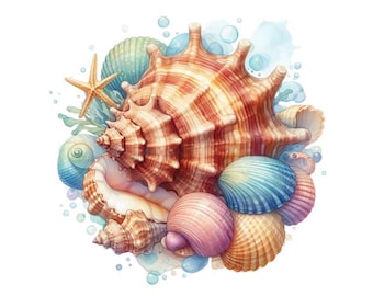 Seashell Sticker Set of 10: Nautical Car Stickers, Sea Beach Decoration, Waterproof Vinyl, Bathroom