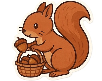 4x Söta ekorreklistermärken, söta skogsdjursklistermärken, vattentäta för bil, laptop, dekoration med naturdjursmotiv, 9 x 9 cm