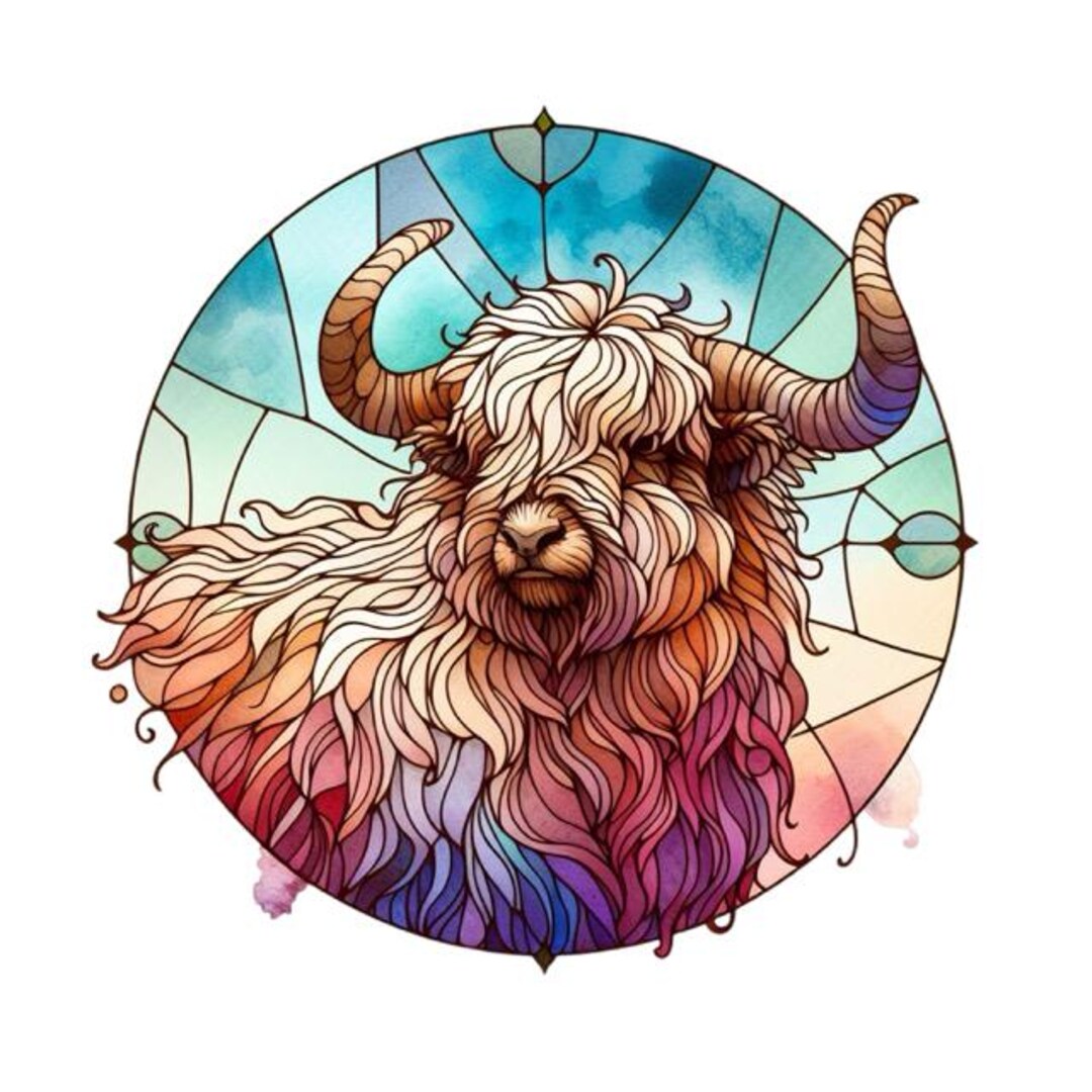 2x Highland Sheep Sticker Set (2 Pieces): Stained Glass Car Stickers ...