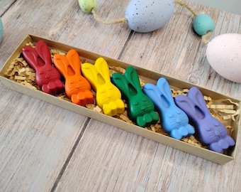 Rabbit and Carrot Shaped Crayons - Handmade Kids Coloring Gift, Spring Filler, Non-Toxic Party Favor