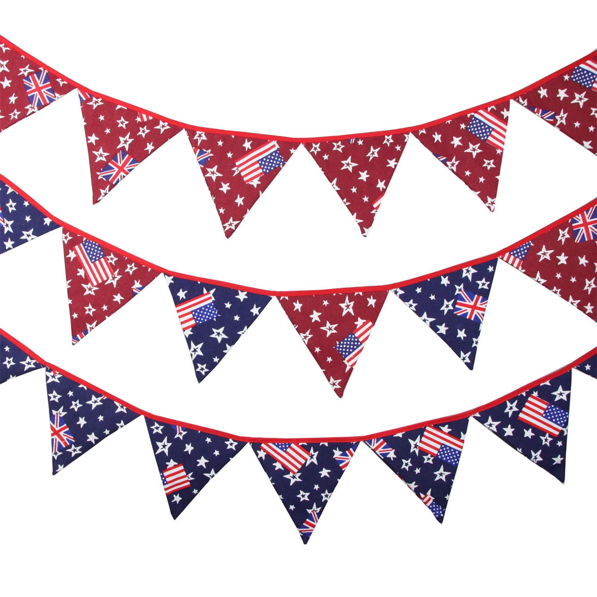 Double-Sided Cotton Pennant Garland, Handmade Fabric Bunting Banner,…