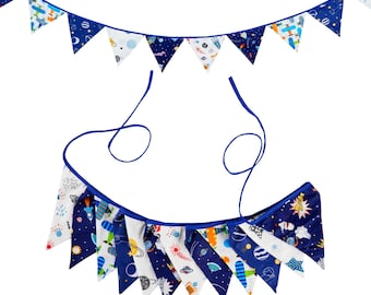 Space Theme Stoff Girlande, Galaxy Party Girlande, Kinderzimmer Dekor, Baumwoll Flagge Banner, Baby-Dusche-Geburtstags-Dekor