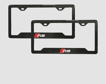 Cornice per targa in fibra di carbonio Audi RS - Vera trama twill 3K - Confezione da 2