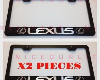 2x Lexus Stainless Steel Black Finished License Plate Frame Holder