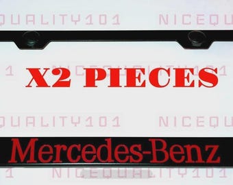 2x Mercedes Benz Stainless Steel Black Finished License Plate Frame Rust Free
