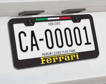 Ferrari License Plate Frame | Black Powder Coated Metal