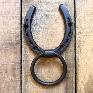 Cross tie ring for horse, barn, stall, lead rope, powder coated black, durable finish, strong handle hardware, color matched screws included